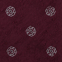 Shibumi-Flower Shantung Silk Tie - Burgundy - Hand-Rolled