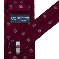 Shibumi-Flower Shantung Silk Tie - Burgundy - Hand-Rolled