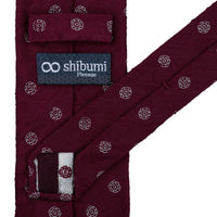 Shibumi-Flower Shantung Silk Tie - Burgundy - Hand-Rolled