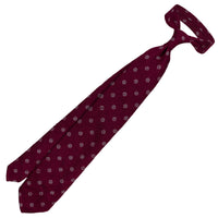 Shibumi-Flower Shantung Silk Tie - Burgundy - Hand-Rolled