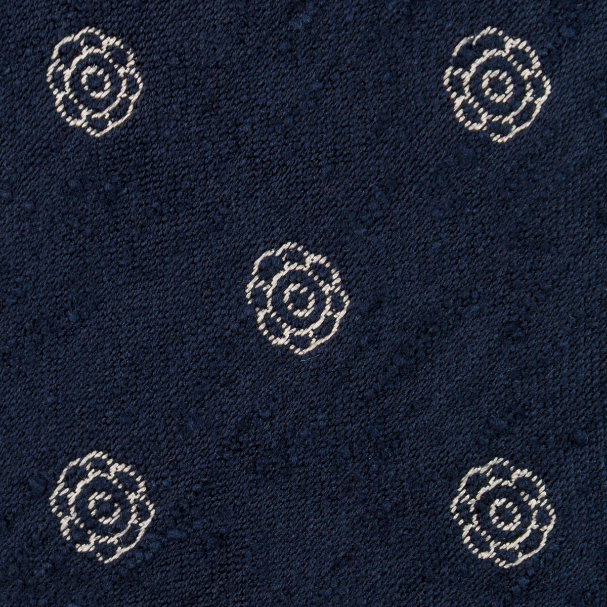 Shibumi-Flower Shantung Silk Tie - Navy - Hand-Rolled