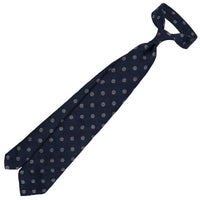 Shibumi-Flower Shantung Silk Tie - Navy - Hand-Rolled