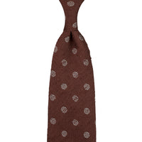 Shibumi-Flower Shantung Silk Tie - Beech Brown - Hand-Rolled