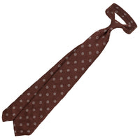 Shibumi-Flower Shantung Silk Tie - Beech Brown - Hand-Rolled