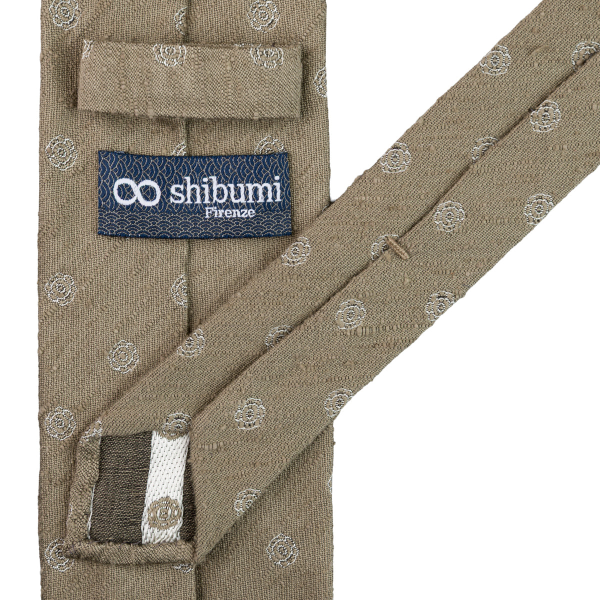 Shibumi-Flower Shantung Silk Tie - Rosemary - Hand-Rolled