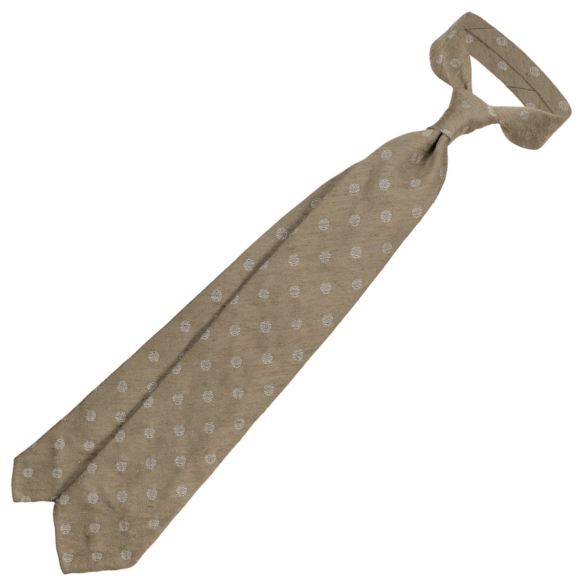 Shibumi-Flower Shantung Silk Tie - Rosemary - Hand-Rolled
