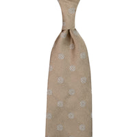 Shibumi-Flower Jacquard Silk Tie - Beige - Hand-Rolled
