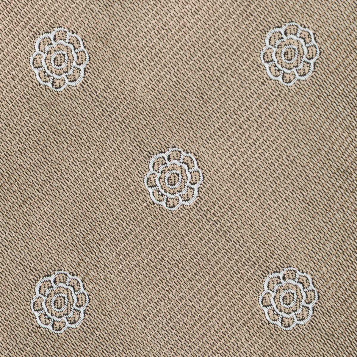 Shibumi-Flower Jacquard Silk Tie - Beige - Hand-Rolled