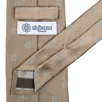 Shibumi-Flower Jacquard Silk Tie - Beige - Hand-Rolled