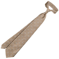 Shibumi-Flower Jacquard Silk Tie - Beige - Hand-Rolled