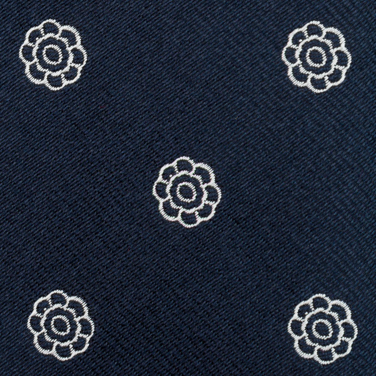 Shibumi-Flower Jacquard Silk Tie - Navy - Hand-Rolled