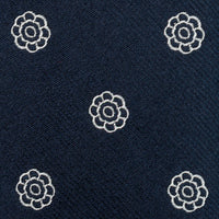 Shibumi-Flower Jacquard Silk Tie - Navy - Hand-Rolled