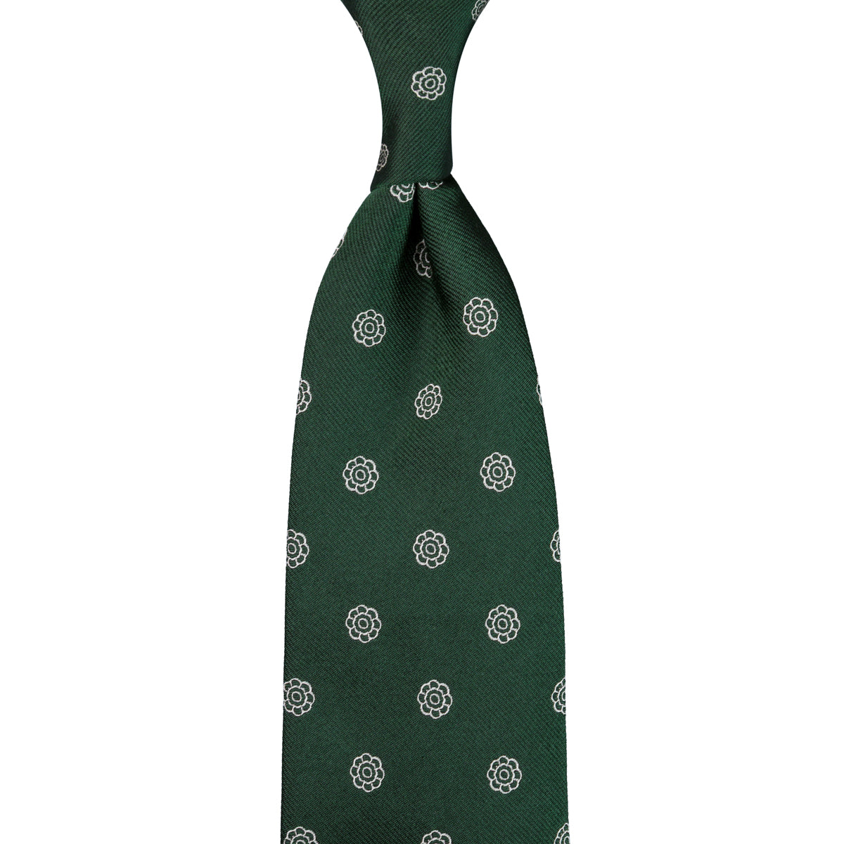Shibumi-Flower Jacquard Silk Tie - Forest - Hand-Rolled