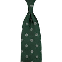 Shibumi-Flower Jacquard Silk Tie - Forest - Hand-Rolled
