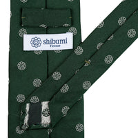 Shibumi-Flower Jacquard Silk Tie - Forest - Hand-Rolled