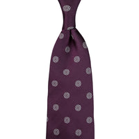 Shibumi-Flower Jacquard Silk Tie - Eggplant - Hand-Rolled