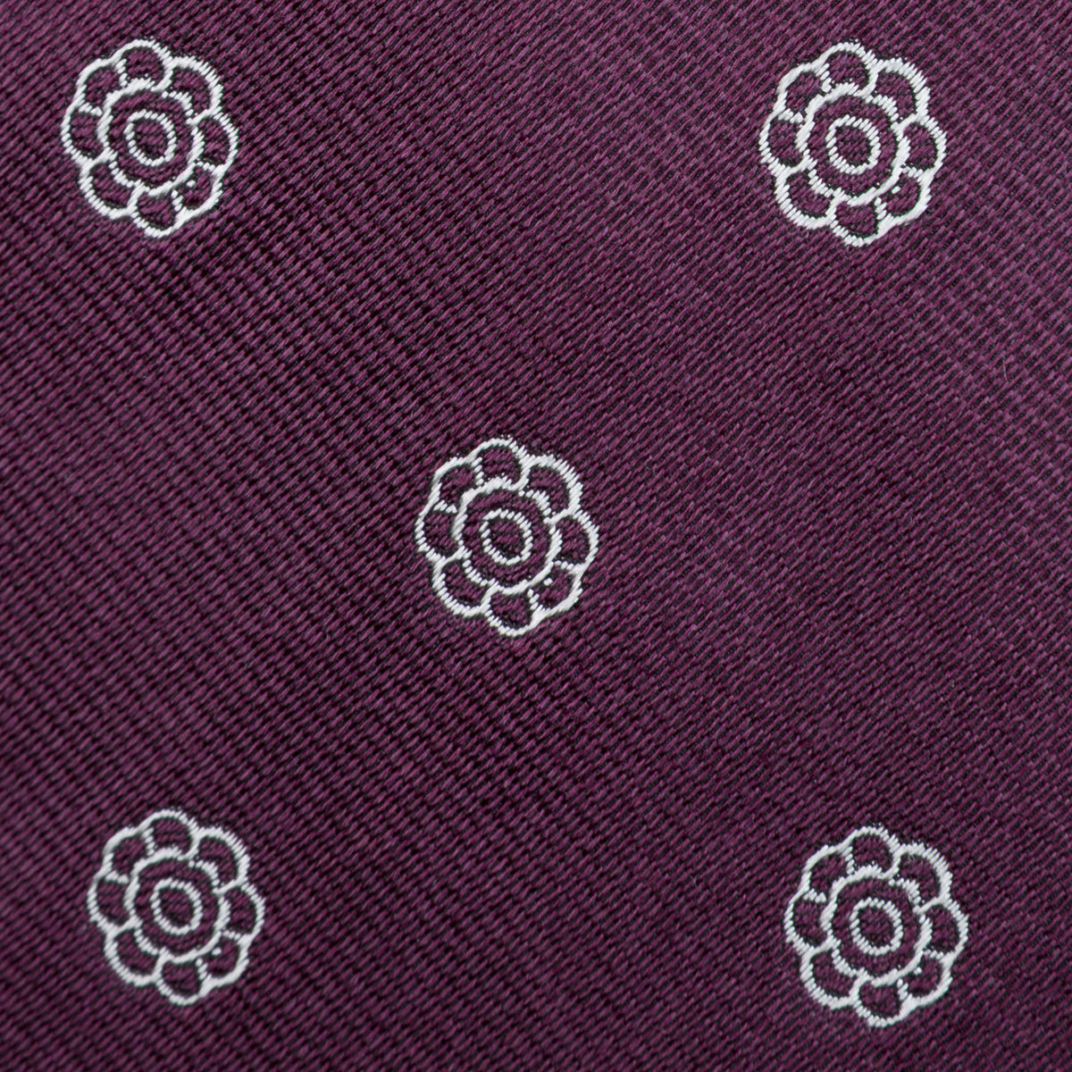 Shibumi-Flower Jacquard Silk Tie - Eggplant - Hand-Rolled