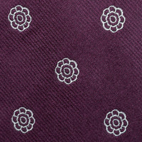 Shibumi-Flower Jacquard Silk Tie - Eggplant - Hand-Rolled