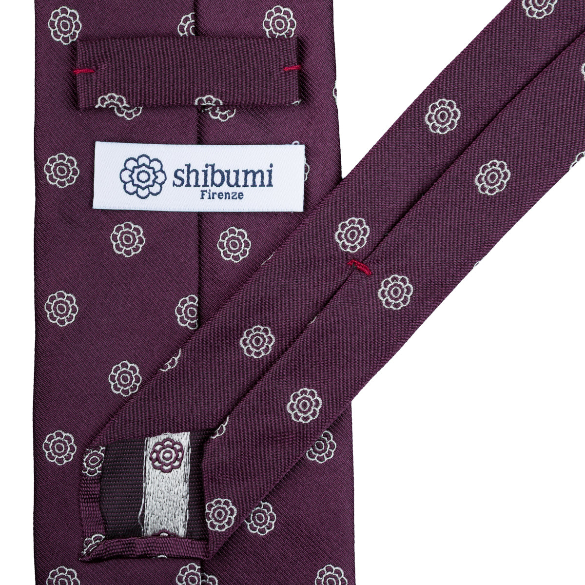 Shibumi-Flower Jacquard Silk Tie - Eggplant - Hand-Rolled