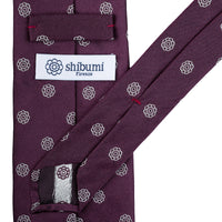 Shibumi-Flower Jacquard Silk Tie - Eggplant - Hand-Rolled