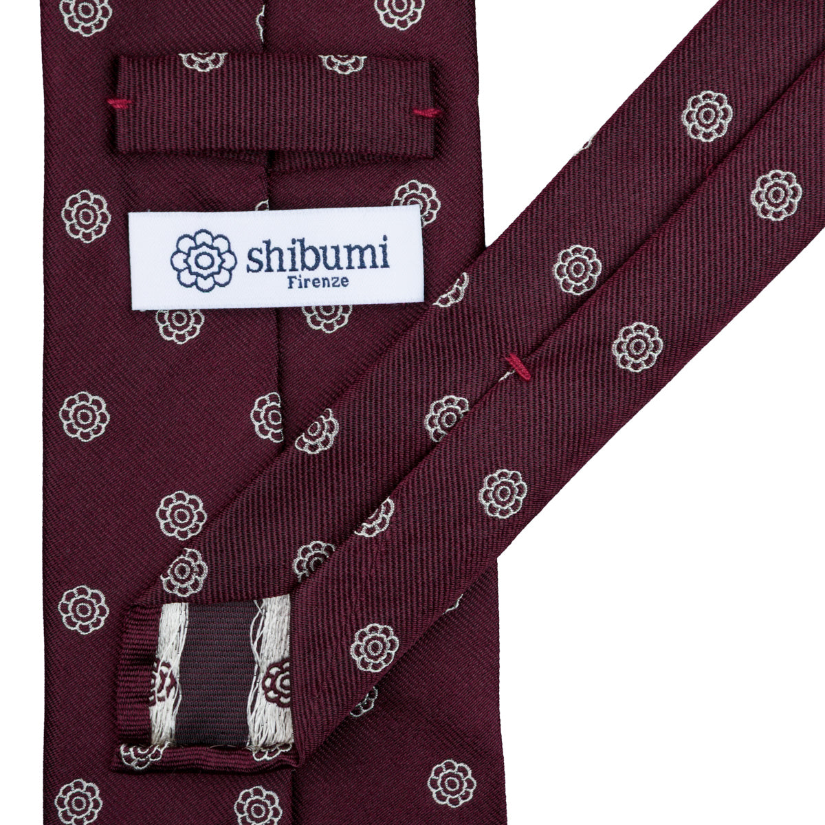 Shibumi-Flower Japanese Jacquard Silk Tie - Wine