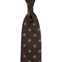 Shibumi-Flower Jacquard Silk Tie - Chocolate - Hand-Rolled