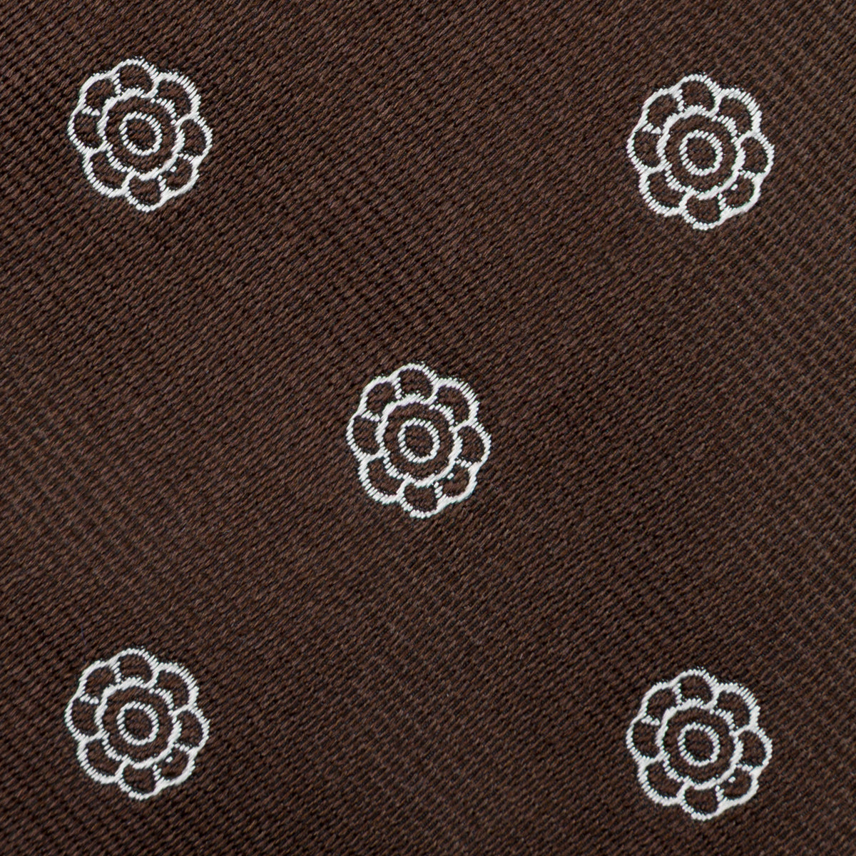 Shibumi-Flower Jacquard Silk Tie - Chocolate - Hand-Rolled
