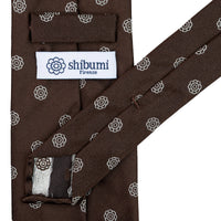 Shibumi-Flower Jacquard Silk Tie - Chocolate - Hand-Rolled
