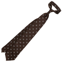 Shibumi-Flower Jacquard Silk Tie - Chocolate - Hand-Rolled