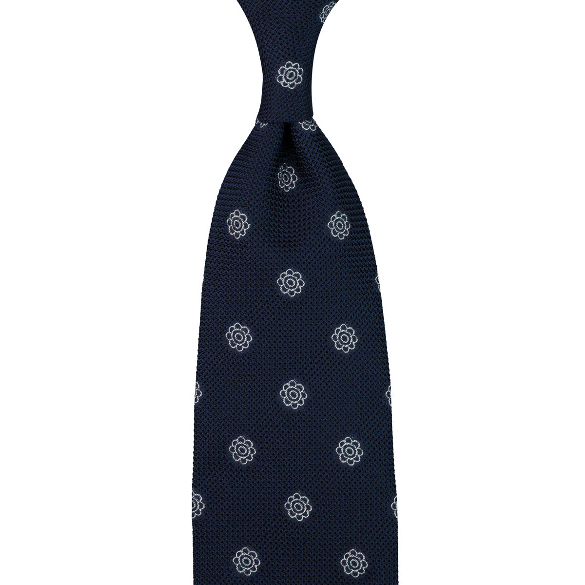 Shibumi-Flower Fina Grenadine Silk Tie - Navy