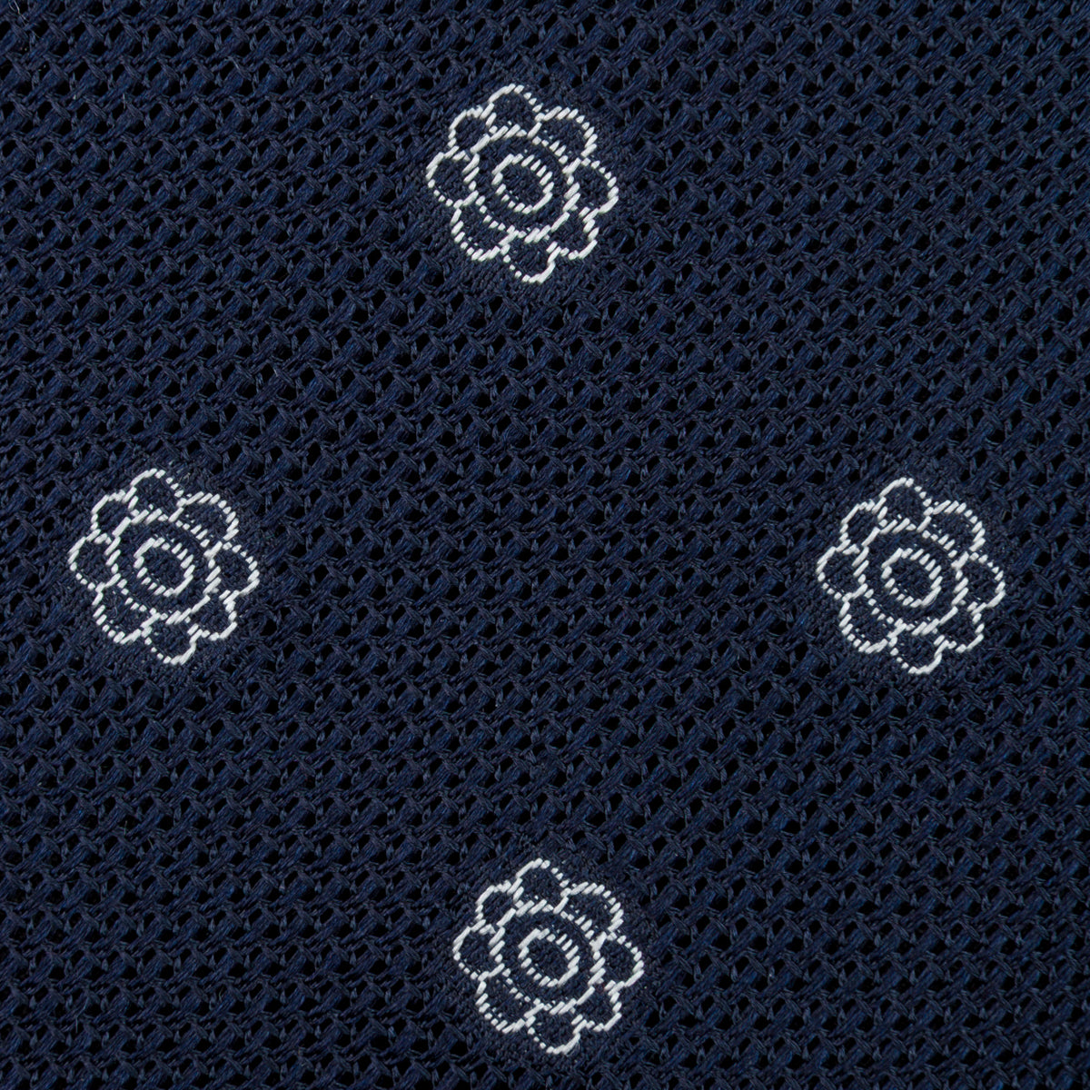 Shibumi-Flower Fina Grenadine Silk Tie - Navy