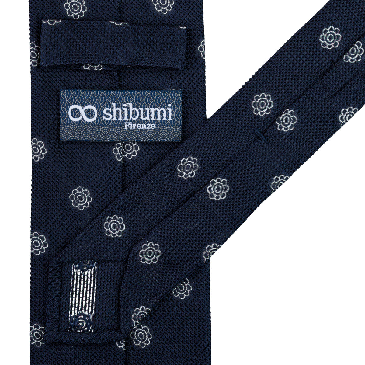 Shibumi-Flower Fina Grenadine Silk Tie - Navy