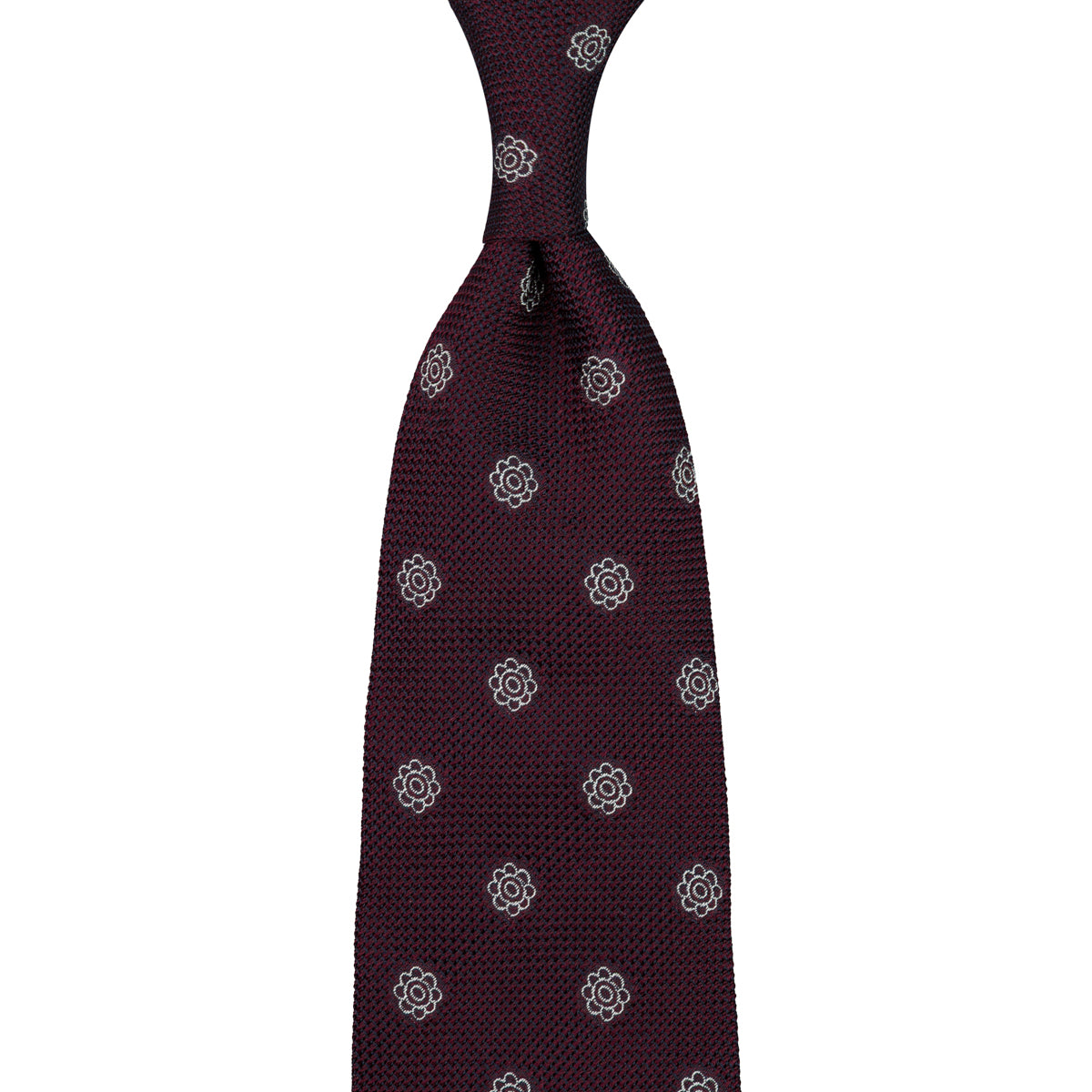 Shibumi-Flower Fina Grenadine Silk Tie - Burgundy
