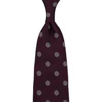 Shibumi-Flower Fina Grenadine Silk Tie - Burgundy
