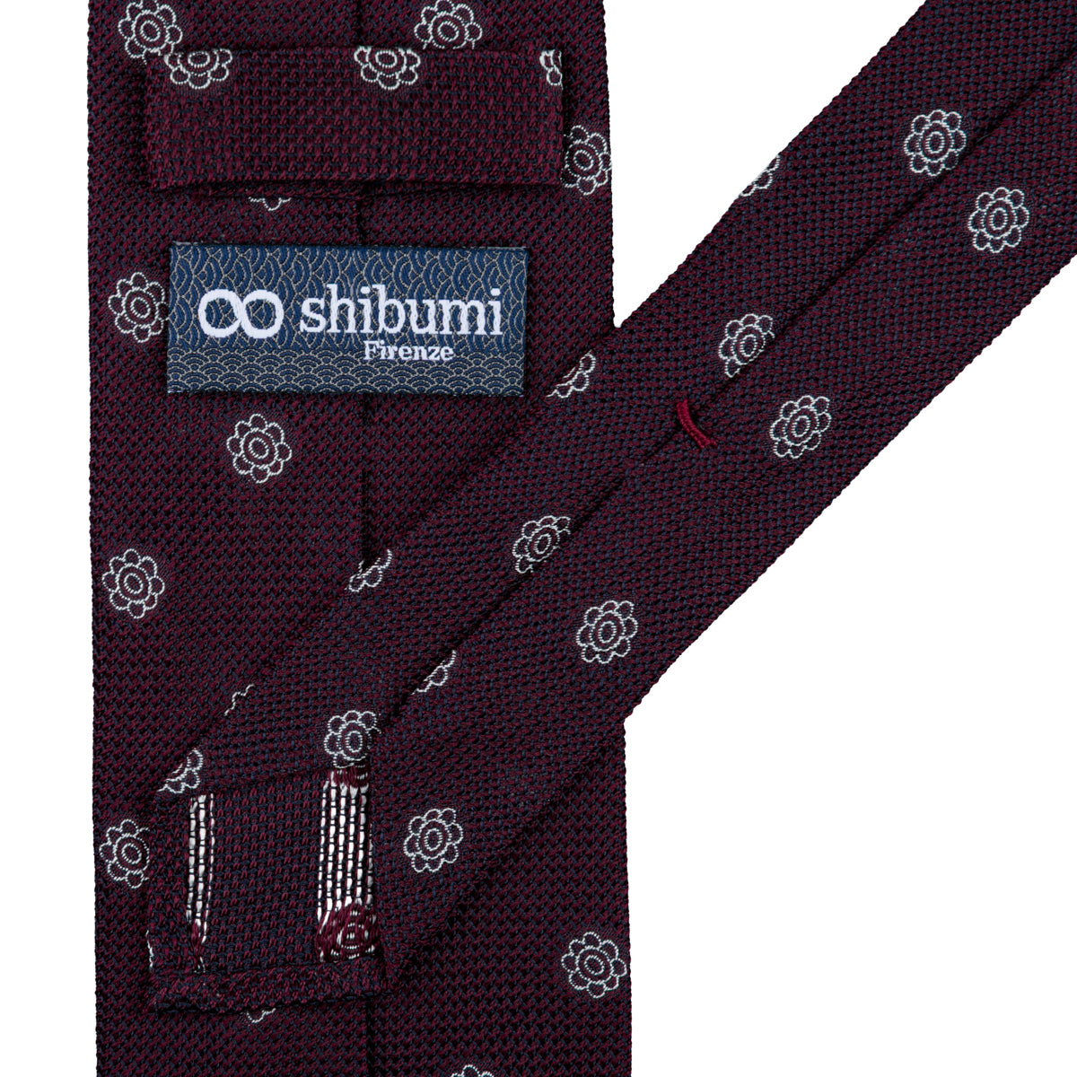 Shibumi-Flower Fina Grenadine Silk Tie - Burgundy