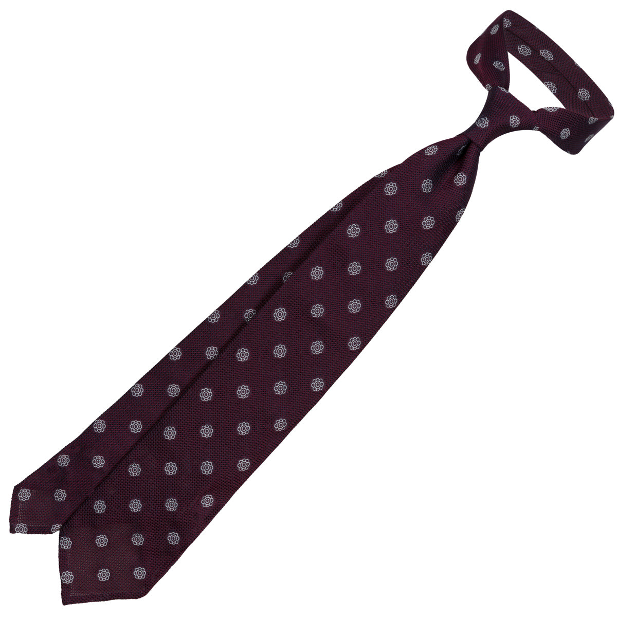 Shibumi-Flower Fina Grenadine Silk Tie - Burgundy