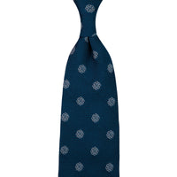 Shibumi-Flower Fina Grenadine Silk Tie - Light Navy - Hand-Rolled
