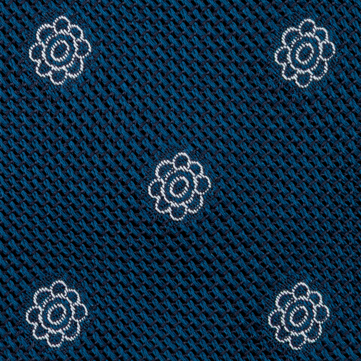 Shibumi-Flower Fina Grenadine Silk Tie - Light Navy - Hand-Rolled