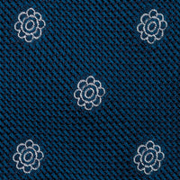 Shibumi-Flower Fina Grenadine Silk Tie - Light Navy - Hand-Rolled
