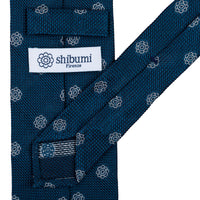 Shibumi-Flower Fina Grenadine Silk Tie - Light Navy - Hand-Rolled