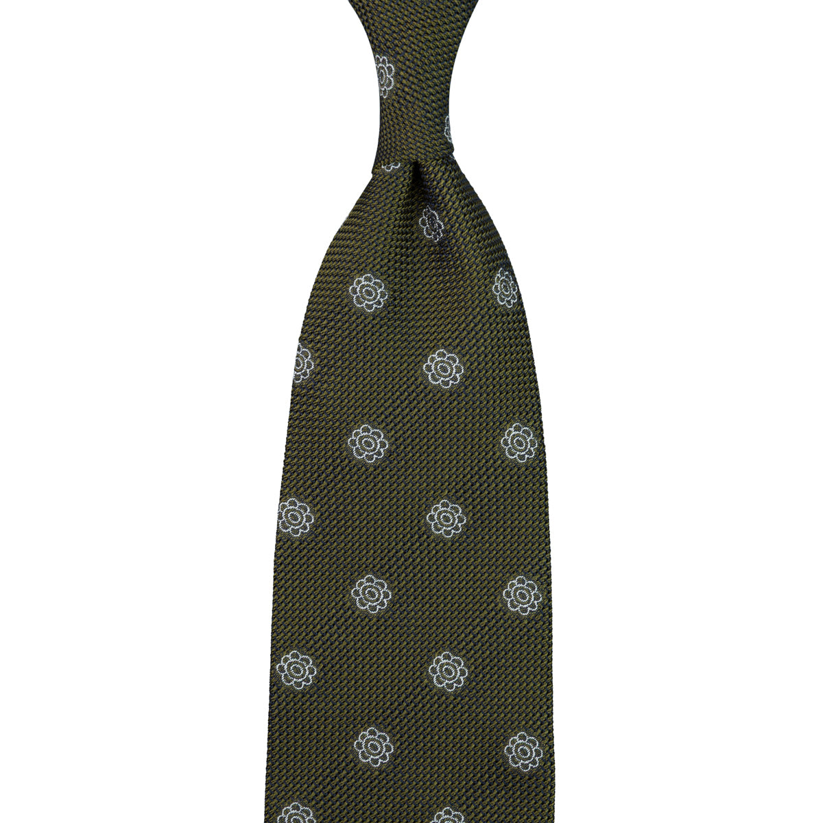Shibumi-Flower Fina Grenadine Silk Tie - Olive