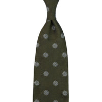 Shibumi-Flower Fina Grenadine Silk Tie - Olive