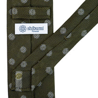 Shibumi-Flower Fina Grenadine Silk Tie - Olive
