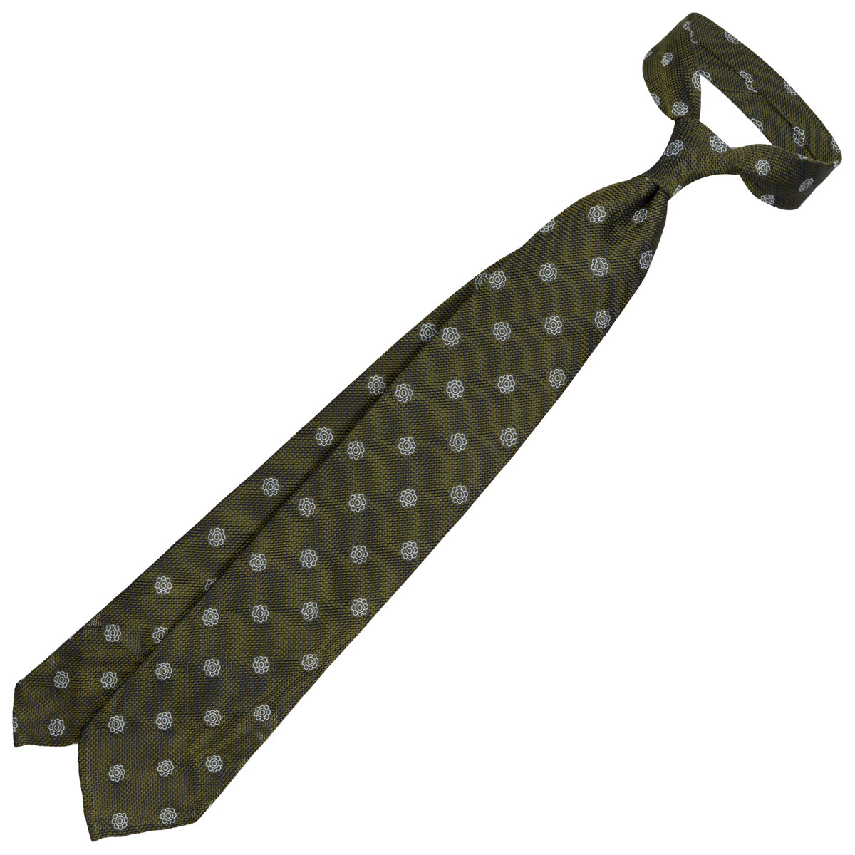 Shibumi-Flower Fina Grenadine Silk Tie - Olive
