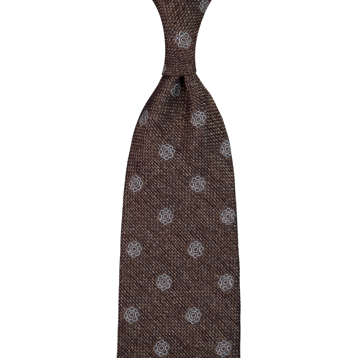 Shibumi-Flower Fina Grenadine Silk Tie - Brown Mottled