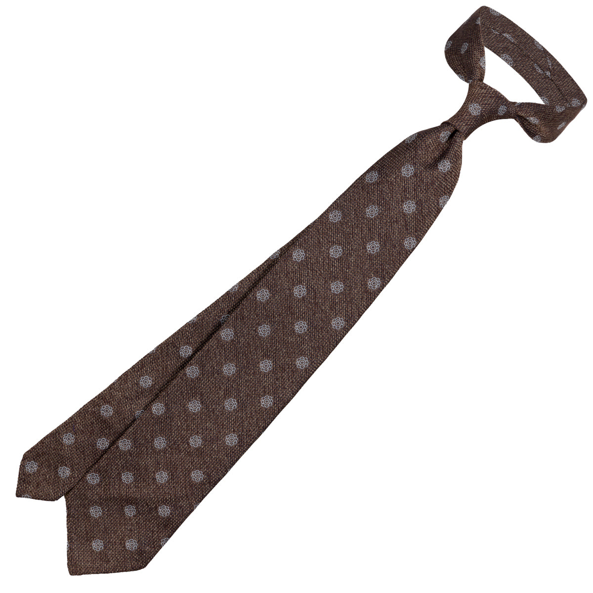 Shibumi-Flower Fina Grenadine Silk Tie - Brown Mottled