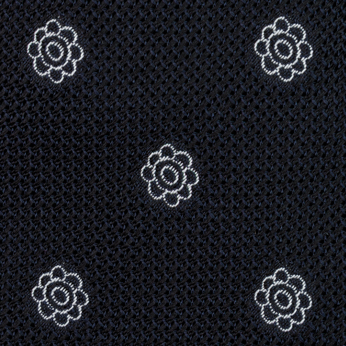 Shibumi-Flower Fina Grenadine Silk Tie - Black - Hand-Rolled