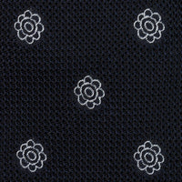 Shibumi-Flower Fina Grenadine Silk Tie - Black - Hand-Rolled