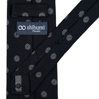 Shibumi-Flower Fina Grenadine Silk Tie - Black - Hand-Rolled