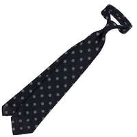 Shibumi-Flower Fina Grenadine Silk Tie - Black - Hand-Rolled